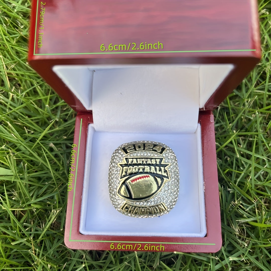 2024 Big heavy full rhinestone fantasy football championship ring with box