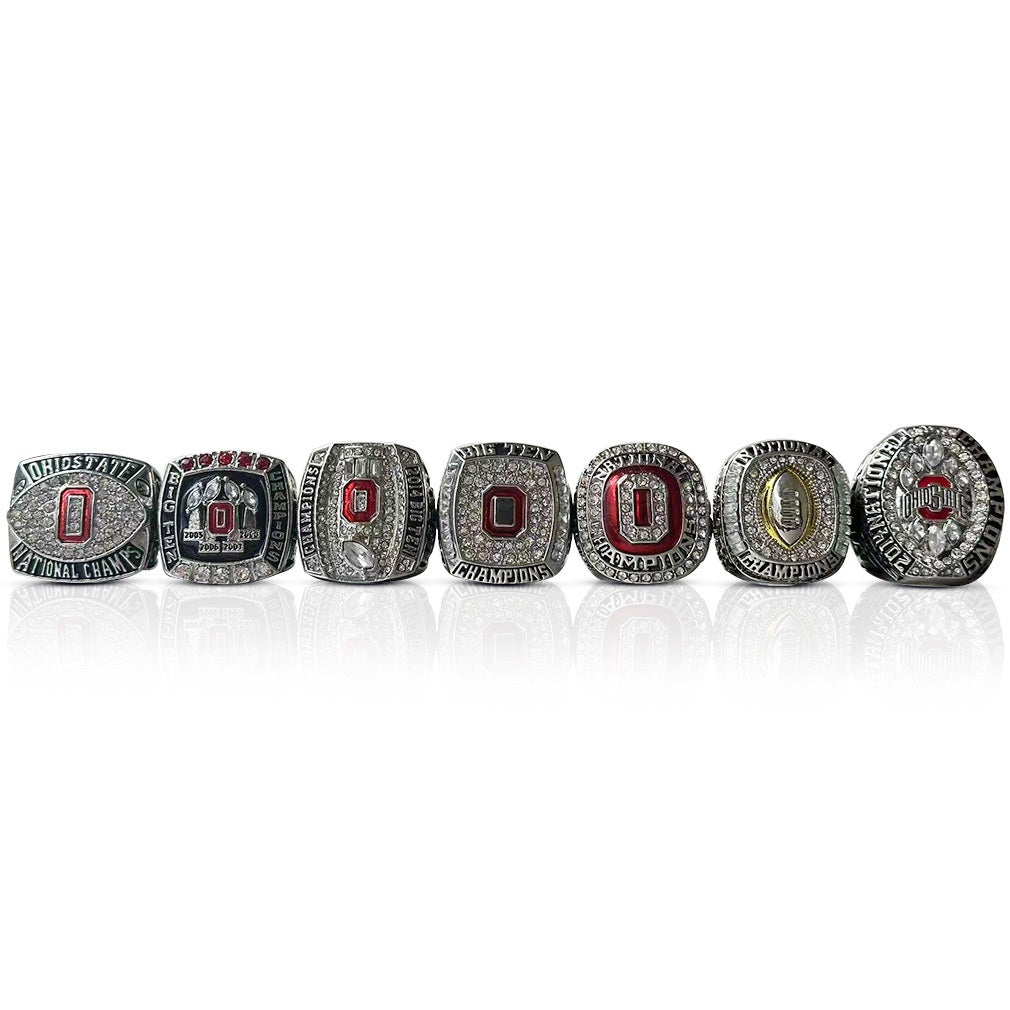 7pcs ohio states buckeys football championship rings with box for men