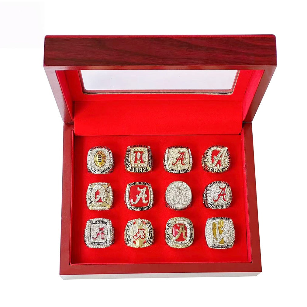 12pcs alabama football championship rings with box set for men