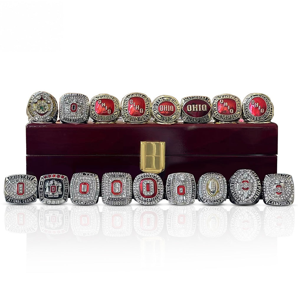 17pcs ohio states buckeys football championship rings with box set for men