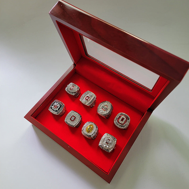 8pcs ohio states buckeys football championship rings with box for men