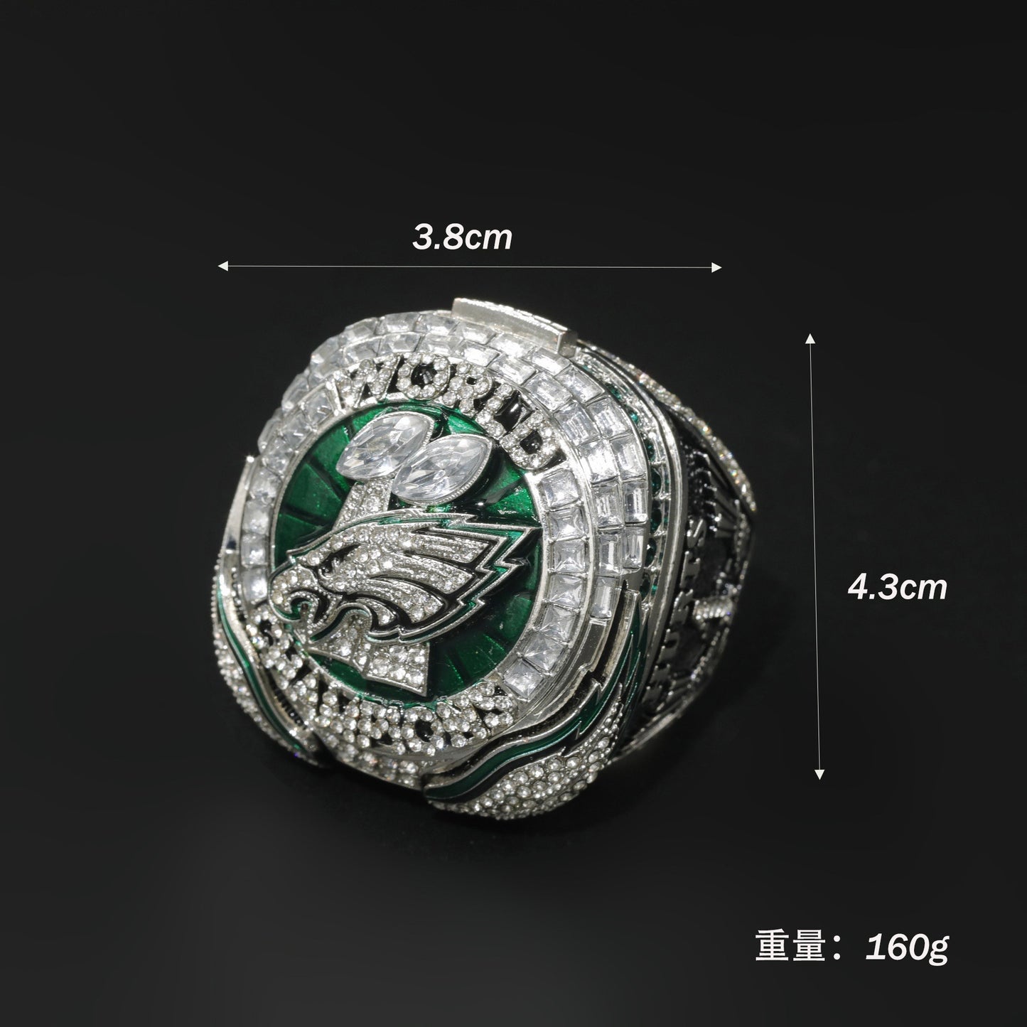 NEWEST Philadelphia eagles super bowl football championship ring with brown wooden box