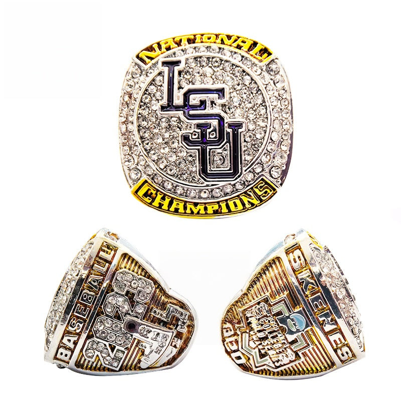 2023 LSU Tigers college baseball championship ring with box for men