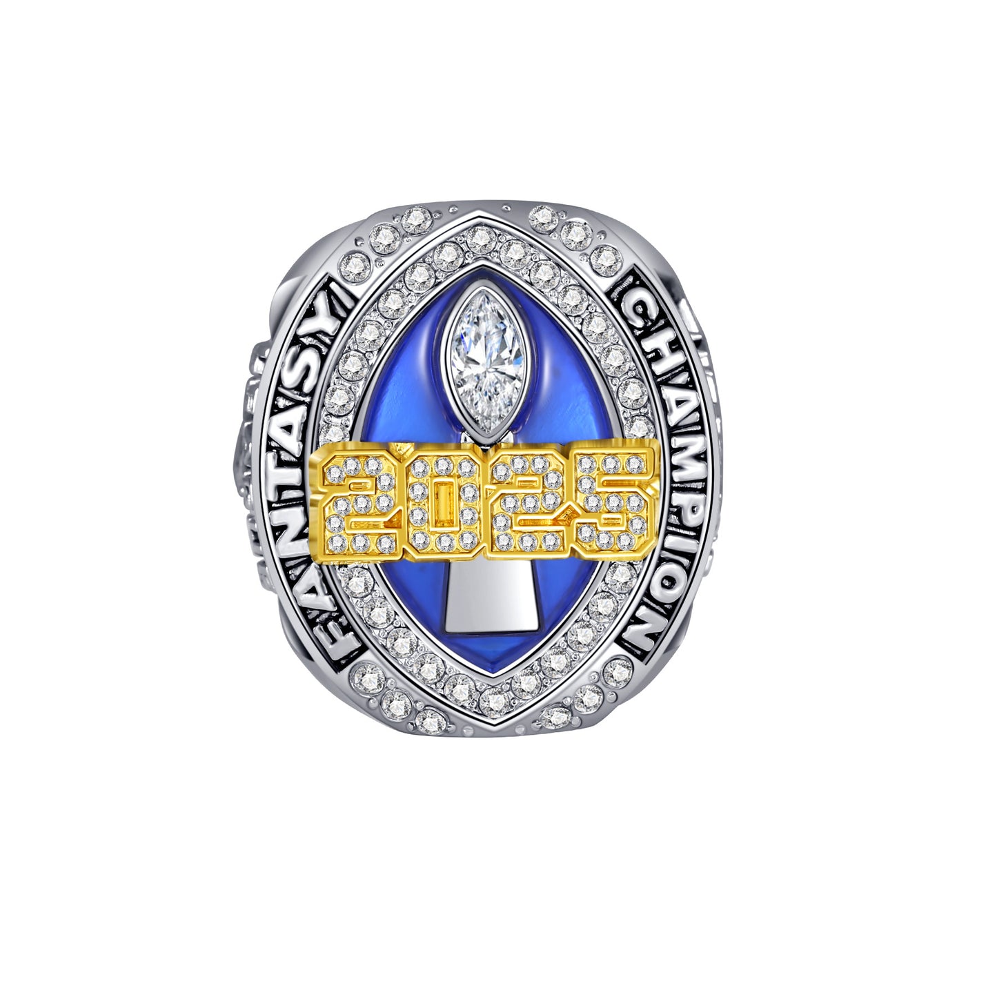 2025 fantasy football championship ring with brown wooden display box