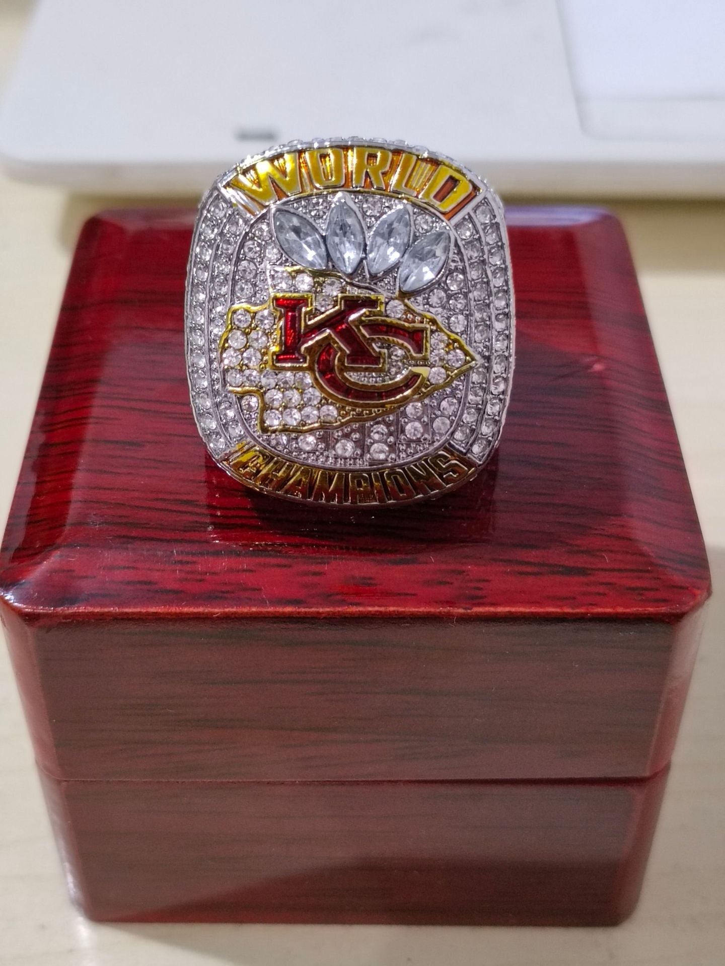 2024 KC Kansas City Chiefs NATIONAL FOOTBALL CHAMPIONSHIP RING K, CHAMPIONSHIP RINGS WITH WOOD BOX GIFT FOR CHRISTMAS BIRTHDAY MEN'S BOYS WOMEN
