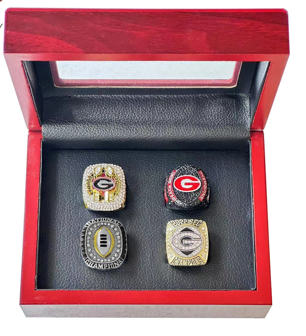 4pcs 2021 2022 2023 Georgia bulldogs rings with box set for men collection gift