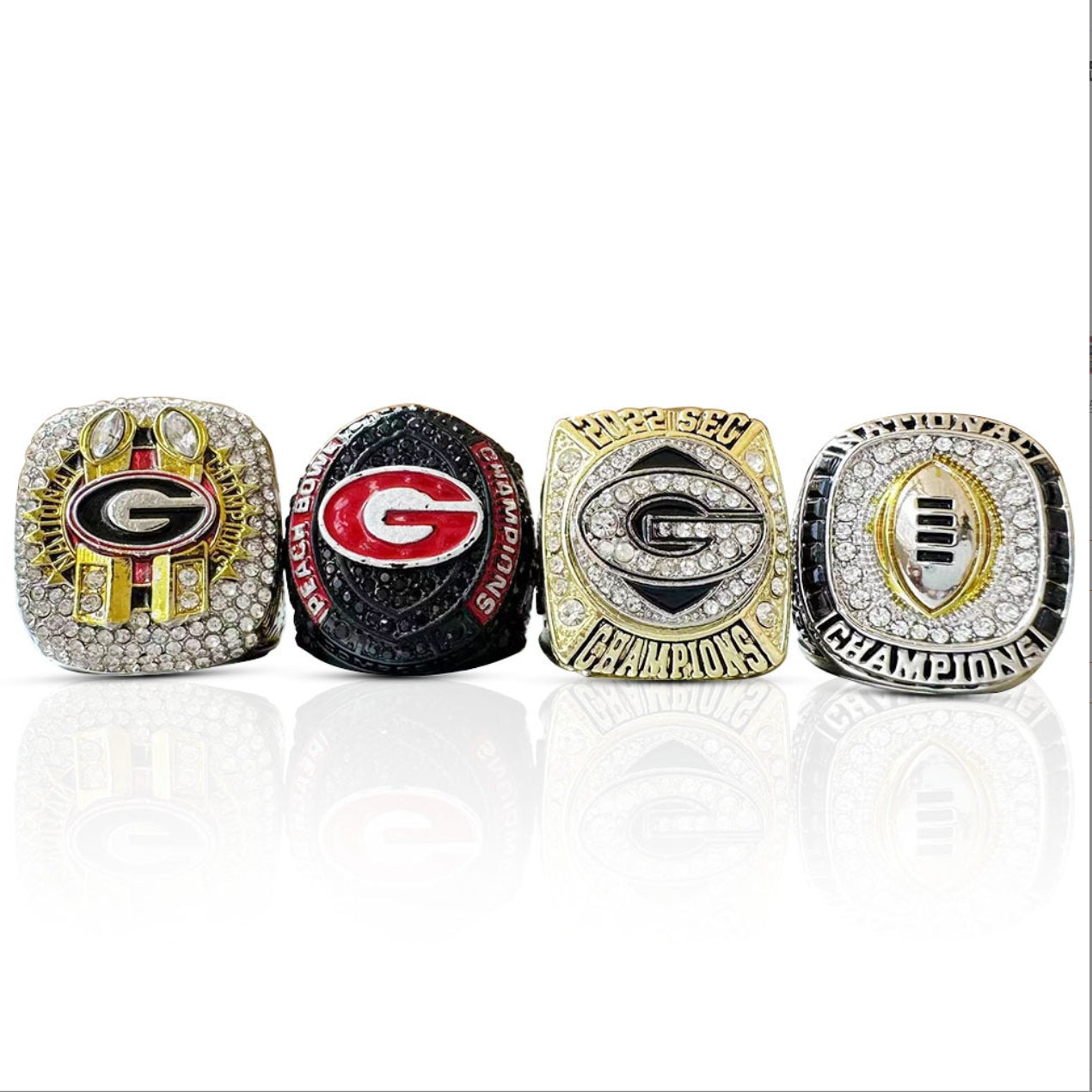 4pcs 2021 2022 2023 Georgia bulldogs rings with box set for men collection gift