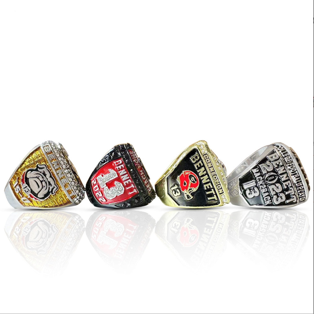 4pcs 2021 2022 2023 Georgia bulldogs rings with box set for men collection gift