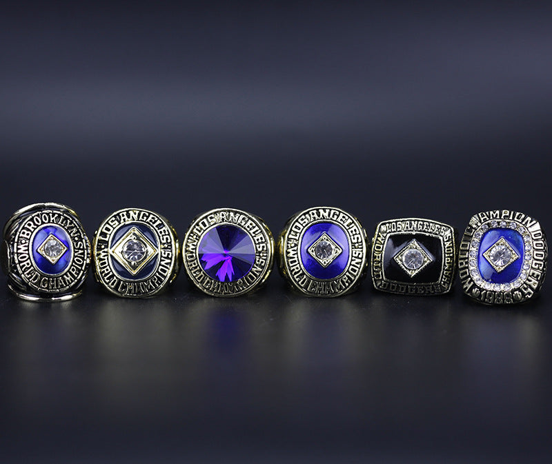 6 Times LA Dodgers World Championship Rings With Box Set