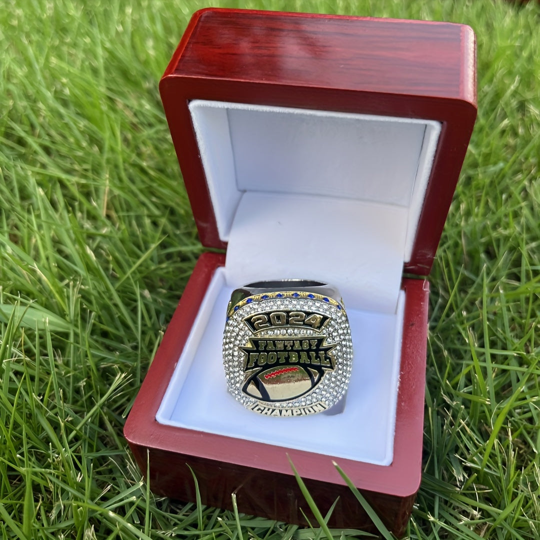 2024 Big heavy full rhinestone fantasy football championship ring with box