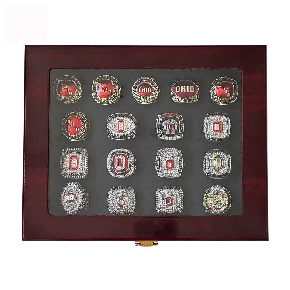17pcs ohio states buckeys football championship rings with box set for men