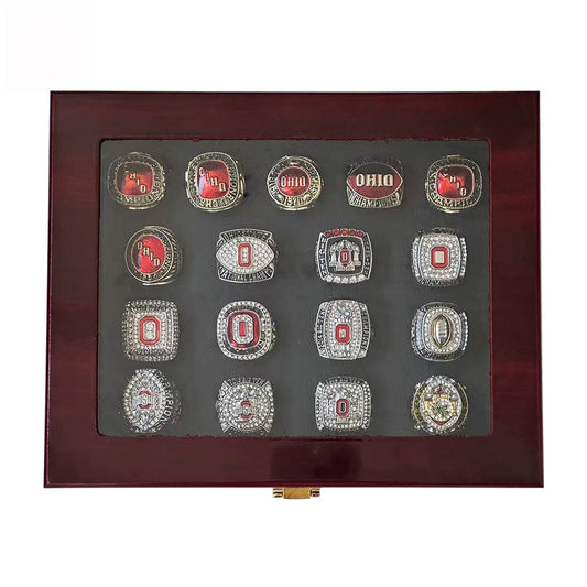 17pcs ohio states buckeys football championship rings with box set for men