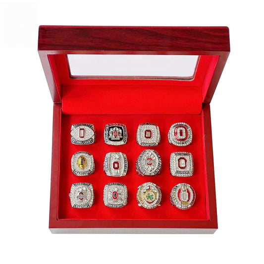 12pcs ohio states buckeys football championship rings with box for men