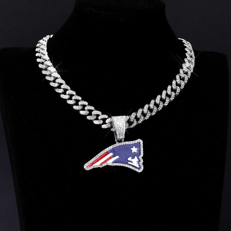 New England Patriots football championship pendant with 20inch cuban chain necklace