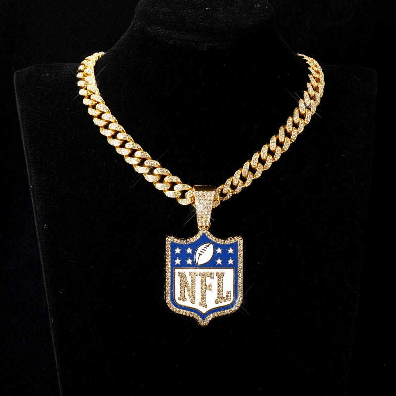 NFL logo championship pendant with 20inch cuban chain necklace