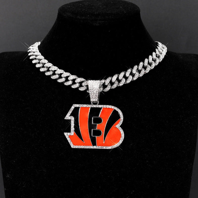 Cincinnati Bengals football championship pendant with 20inch cuban chain necklace
