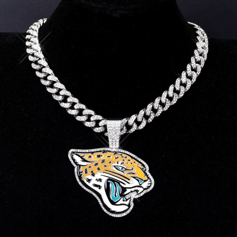Jacksonville Jaguars football championship pendant with 20inch cuban chain necklace