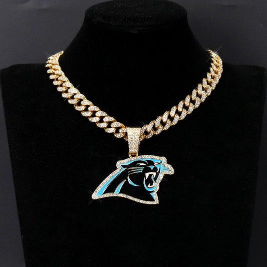 Carolina Panthers football championship pendant with 20inch cuban chain necklace