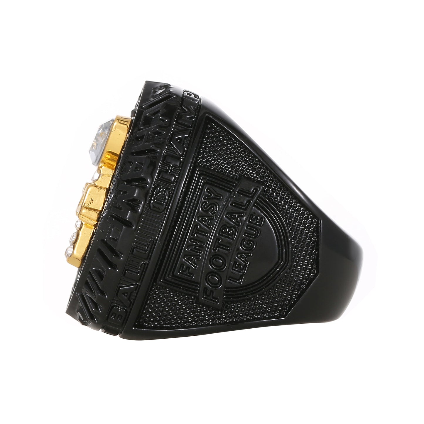 Black color 2025 fantasy football championship ring with brown wooden box