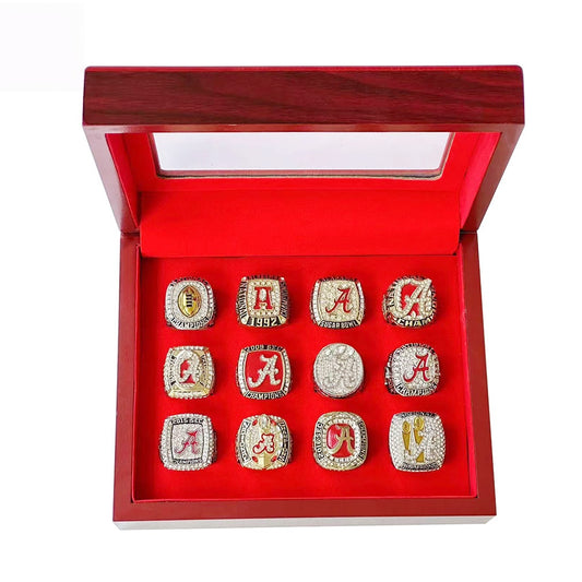12pcs alabama football championship rings with box set for men