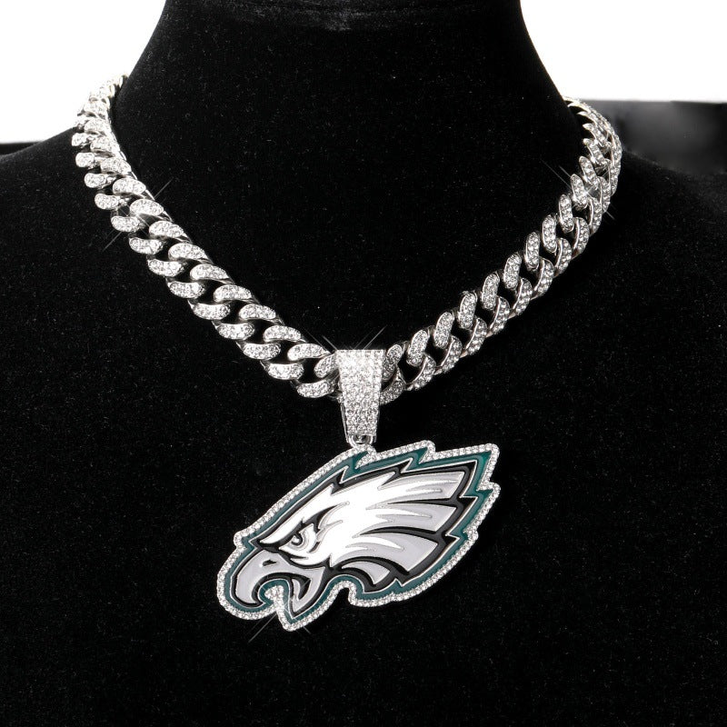 Philadelphia Eagles football pendant with 20inch cuban chain necklace
