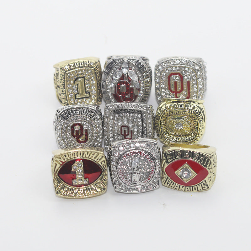 9pcs Oklahoma Sooner championship rings with box set