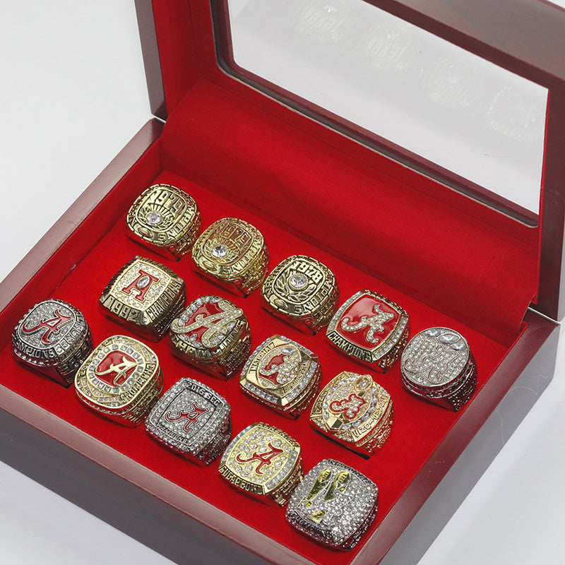 14pcs alabama football championship rings with box for men