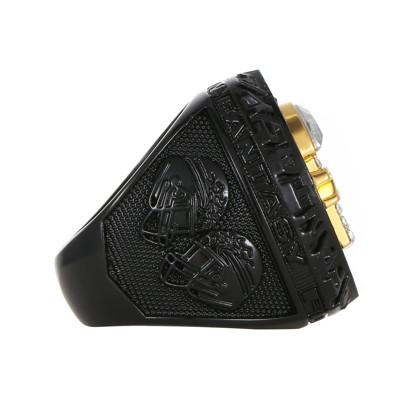 Black color 2025 fantasy football championship ring with brown wooden box