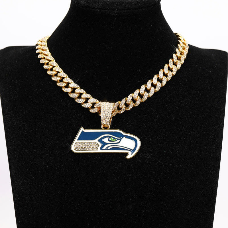 Seattle Seahawks football pendant with 20inch cuban chain necklace