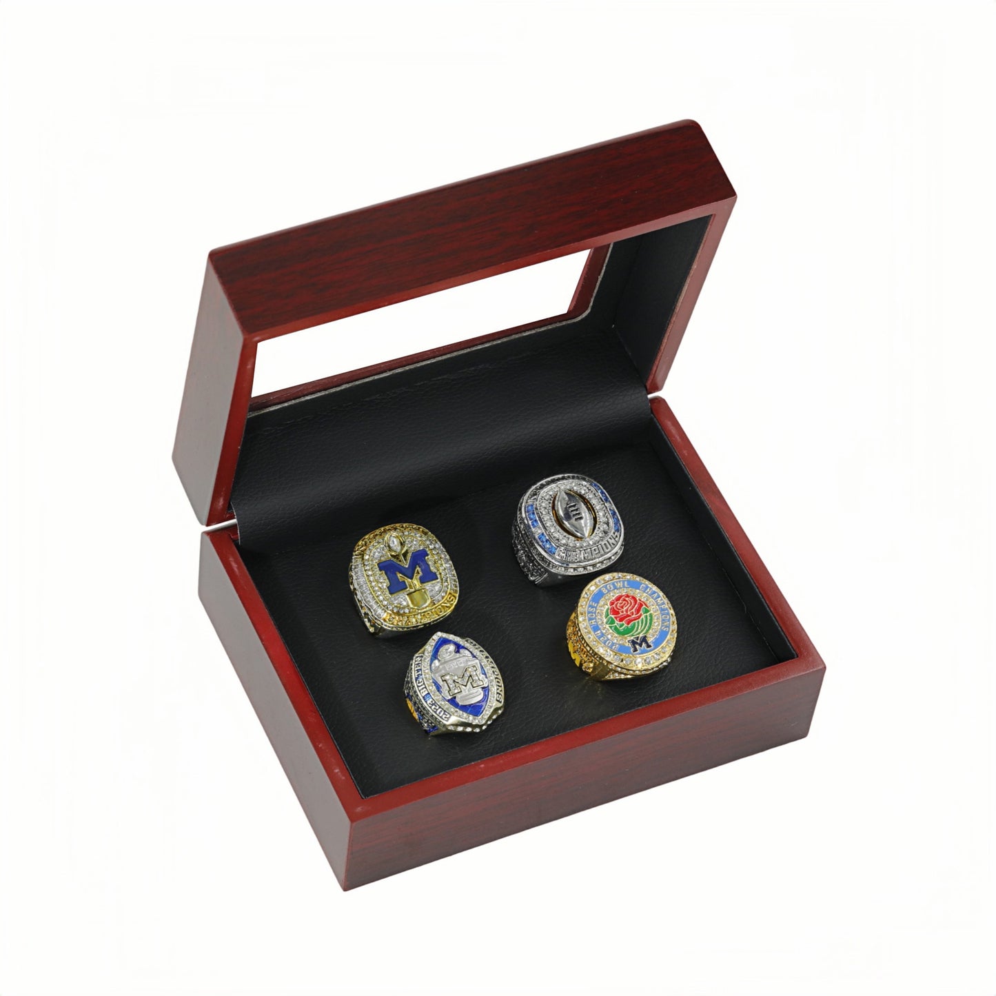 2023, 2024 michigan national rose bowl championship 4 rings boxed set