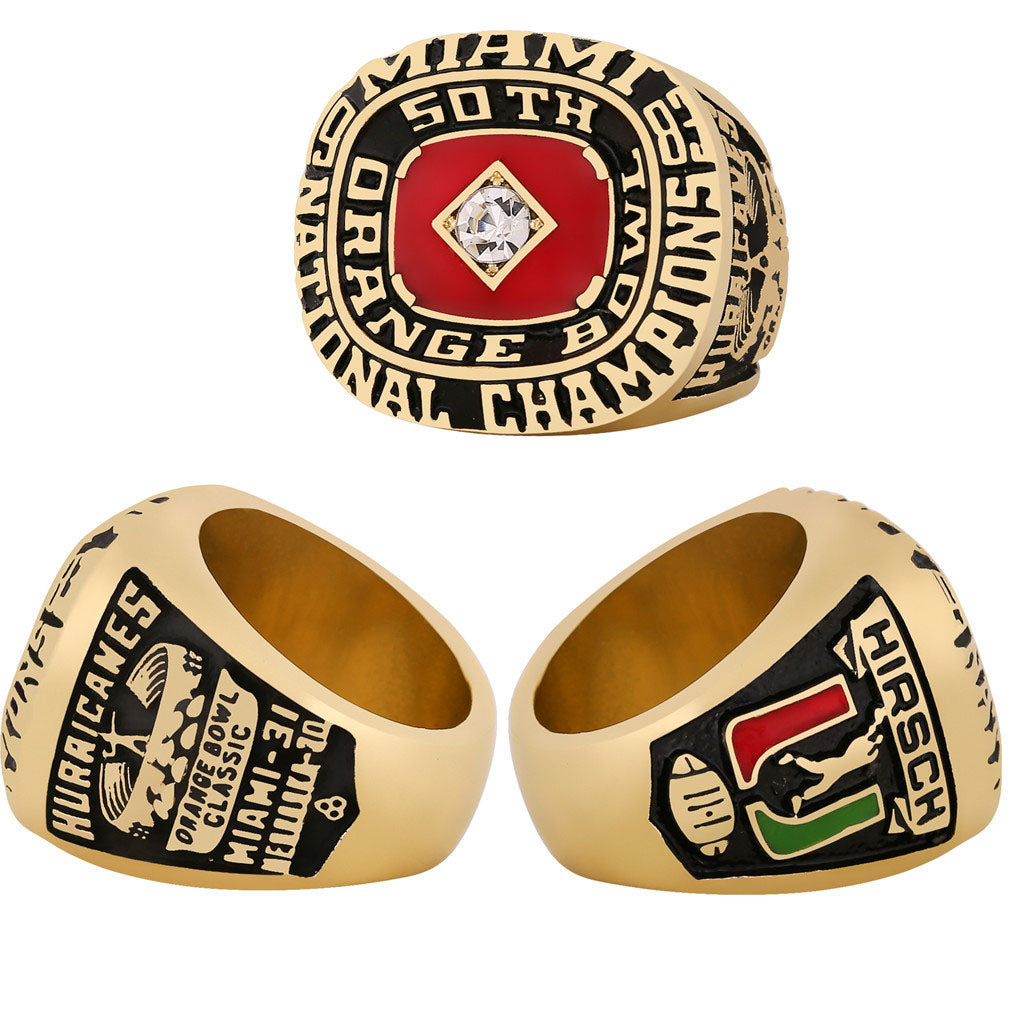 1983 Miami Hurricanes 50th Orange Bowl Championship Ring With Box For Men
