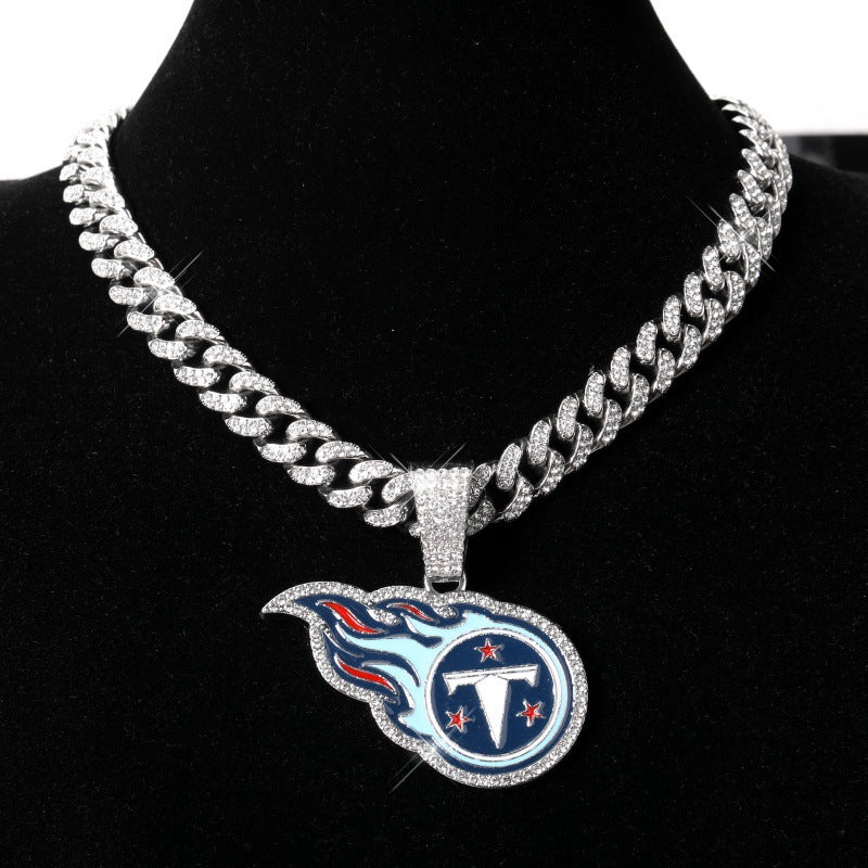 Tennessee Titans football championship pendant with 20inch cuban chain necklace