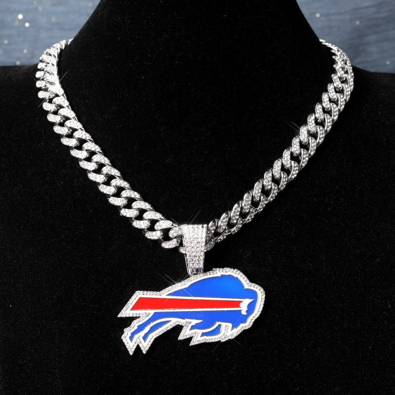 Buffalo Bills football championship pendant with 20inch cuban chain necklace