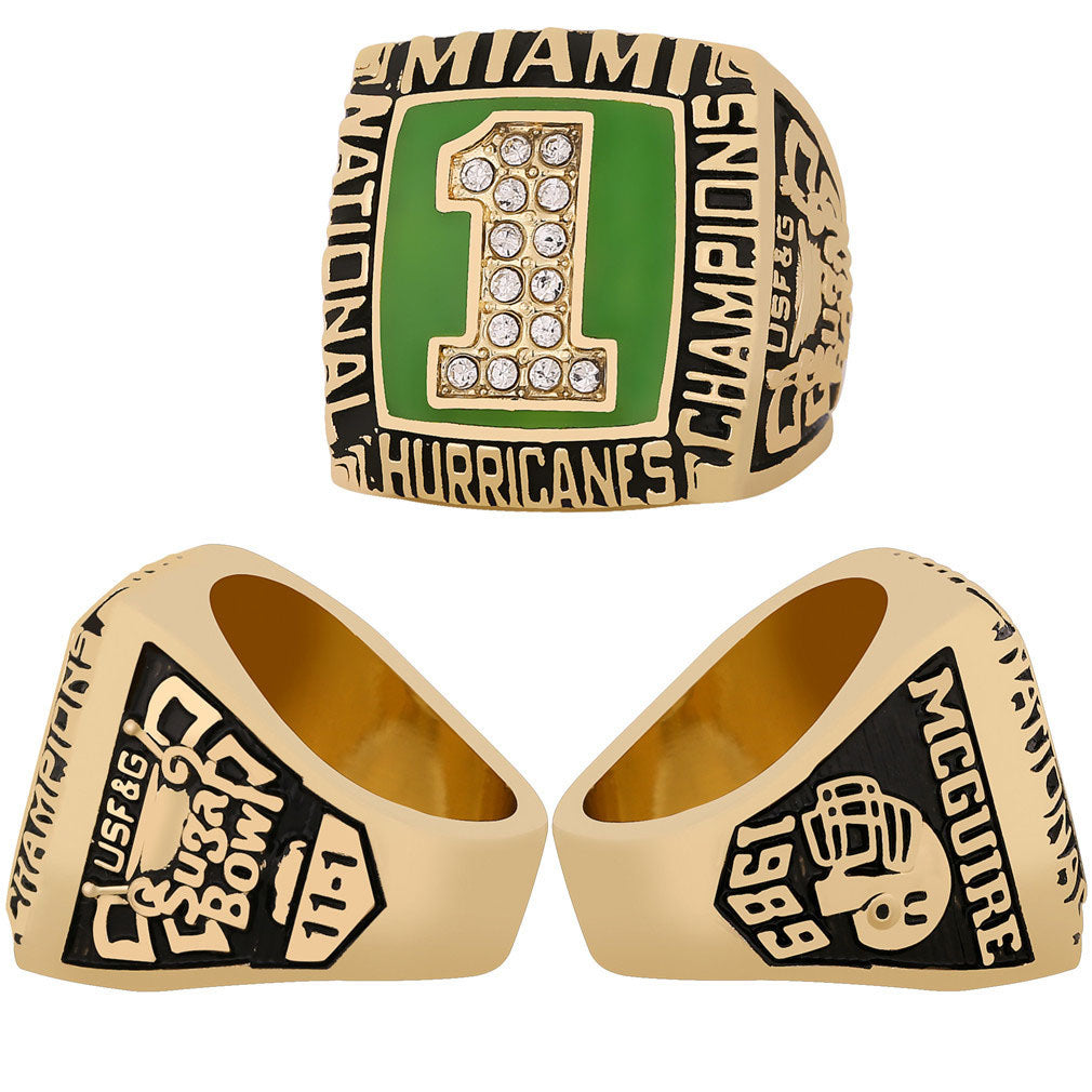 1989 Miami Hurricanes Football Championship Ring With Box For Men