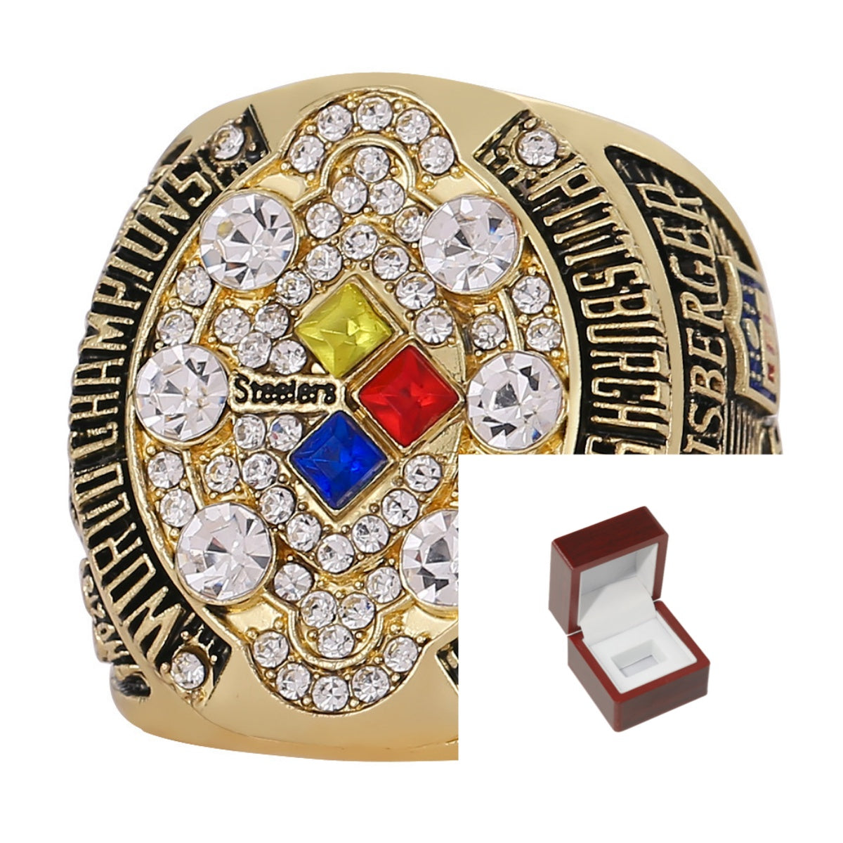 2008 Pittsburgh steelers football championship ring with box