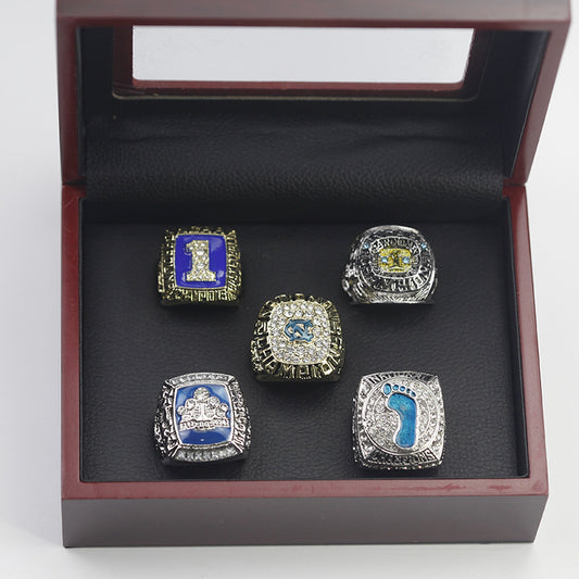 North Carolina Tar Heels 5 Championship Rings With Box Set