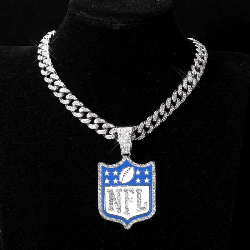 NFL logo championship pendant with 20inch cuban chain necklace