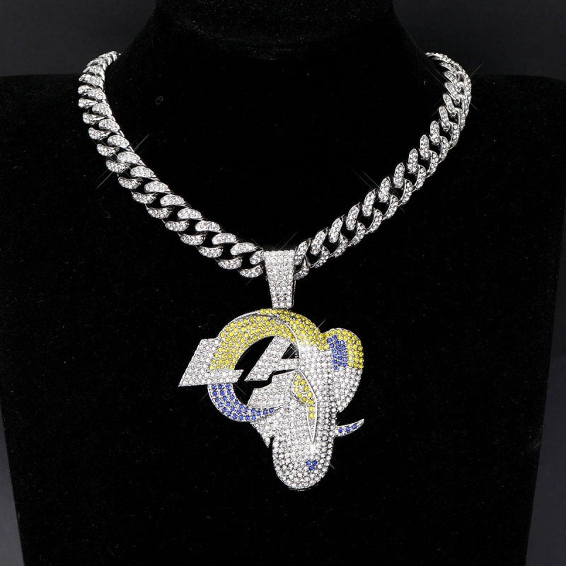 Los Angeles Rams football championship pendant with 20inch cuban chain necklace