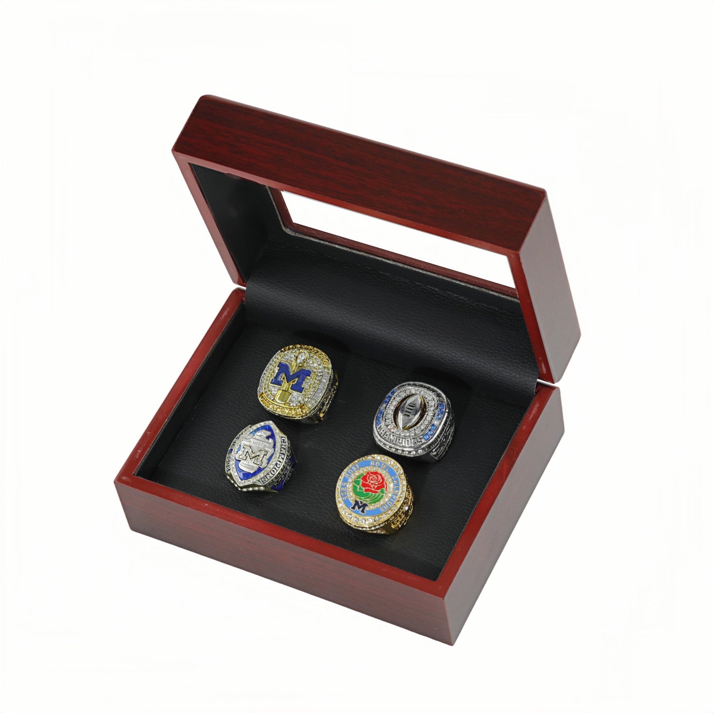 2023, 2024 michigan national rose bowl championship 4 rings boxed set