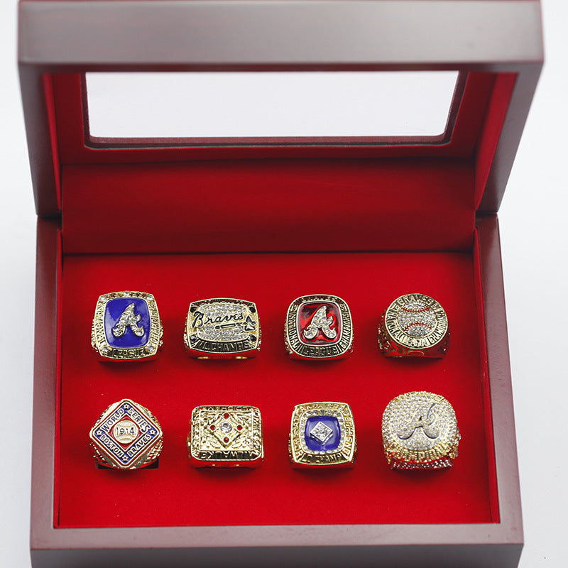Atlanta Braves 8 championship rings with box set for men