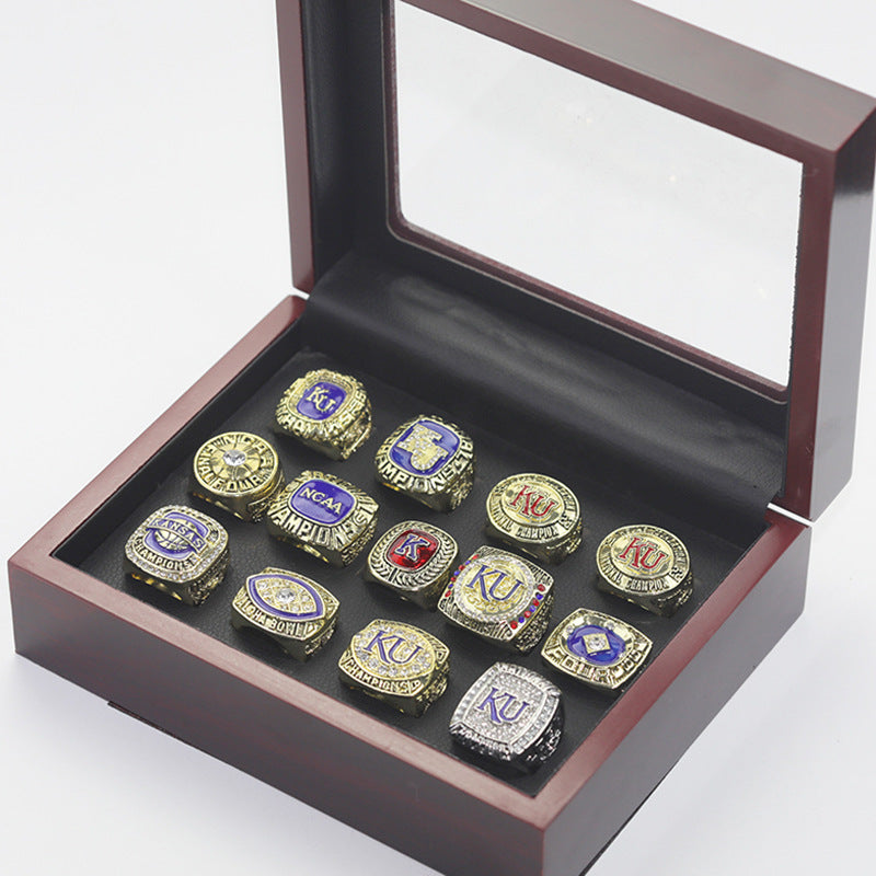 13pcs Kansas University Jayhawks basketball championship rings with box set