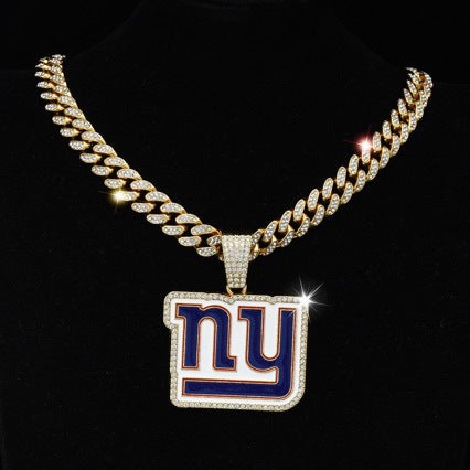 New York Giants football championship pendant with 20inch cuban chain necklace