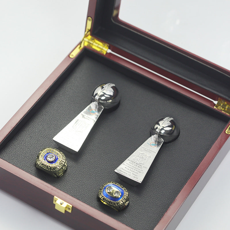 1972 1973 Miami Dolphins Super Bowl Championship Rings With Trophies Set