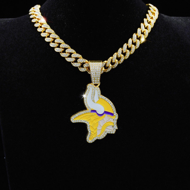 Minnesota Vikings football championship pendant with 20inch cuban chain necklace