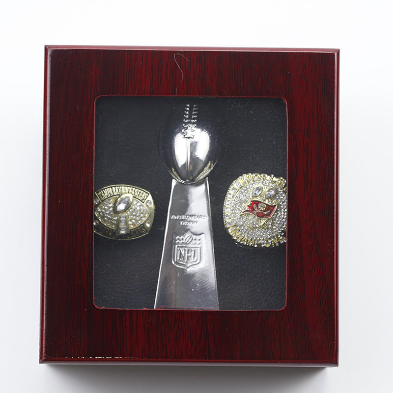 2002 2020 Tampa Bay Buccaneers Super Bowl Championship Rings With NFL Trophy Set