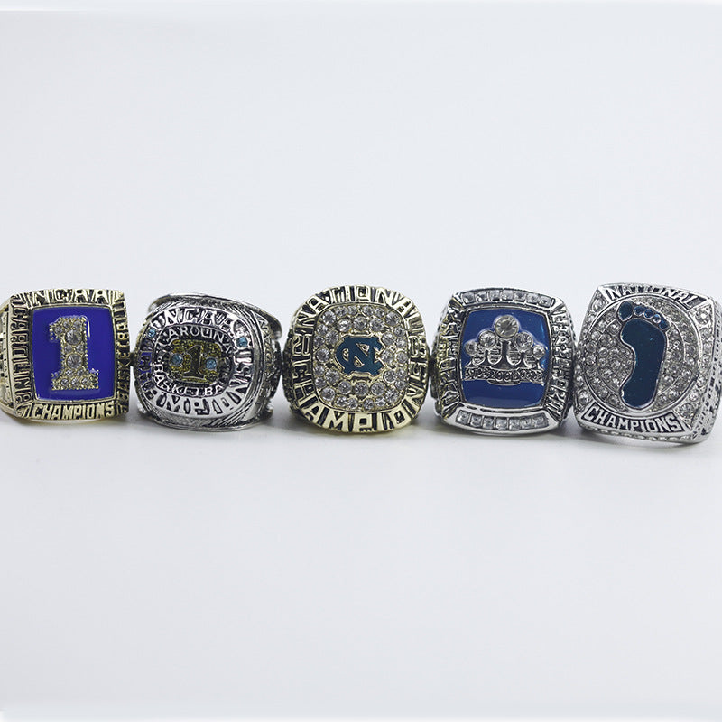 North Carolina Tar Heels 5 Championship Rings With Box Set
