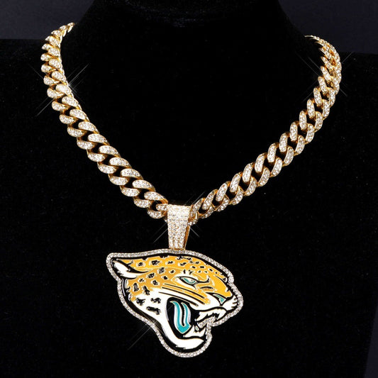 Jacksonville Jaguars football championship pendant with 20inch cuban chain necklace