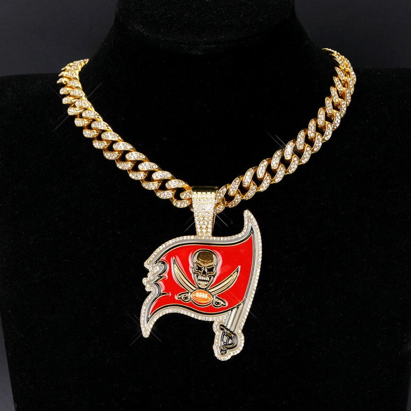 Tampa Bay Buccaneers football championship pendant with 20inch cuban chain necklace