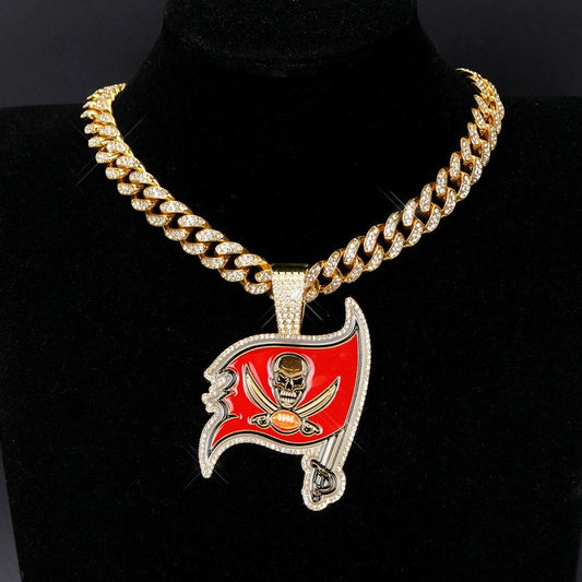 Tampa Bay Buccaneers football championship pendant with 20inch cuban chain necklace