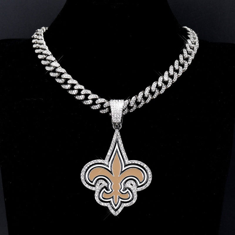 New Orleans Saints football championship pendant with 20inch cuban chain necklace